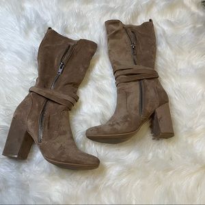 Very G Tan Suede Heeled Boots